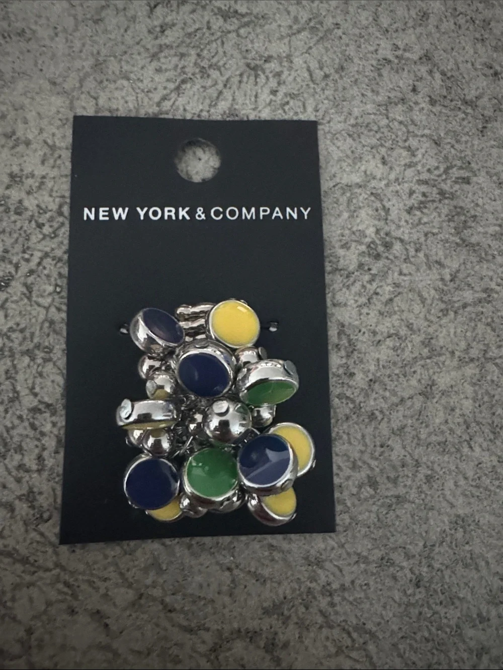 New York & Company Enamel Circle Cluster Hair Clip - Navy, Yellow, Green